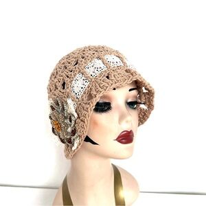 Elegant Crochet Cloche Hat with Floral Accent